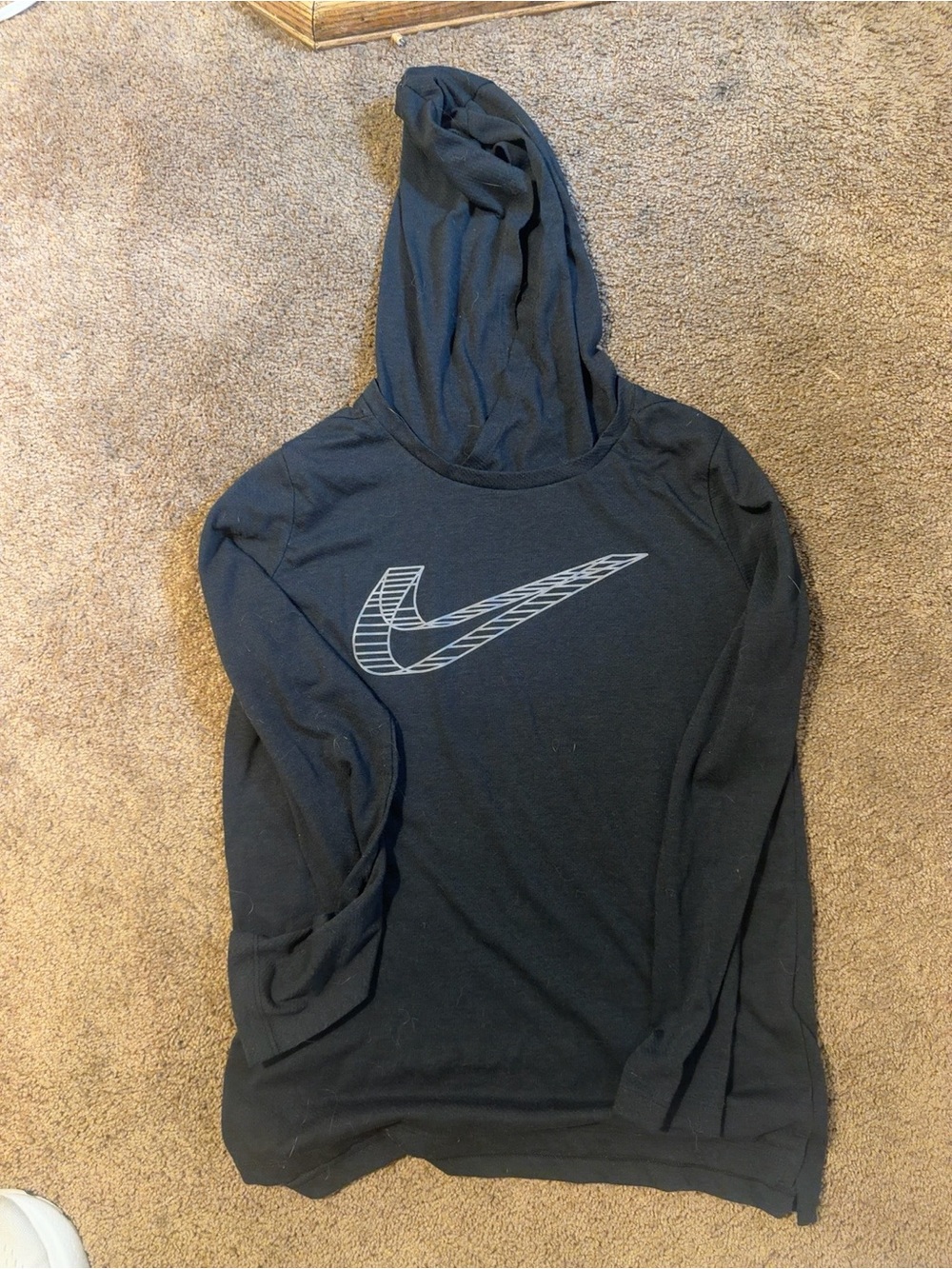 Nike Black Hoodie with Reflective Gray Swoosh
